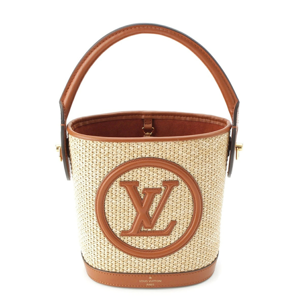 Louis Vuitton Leather Bucket Shoulder Bag Brown